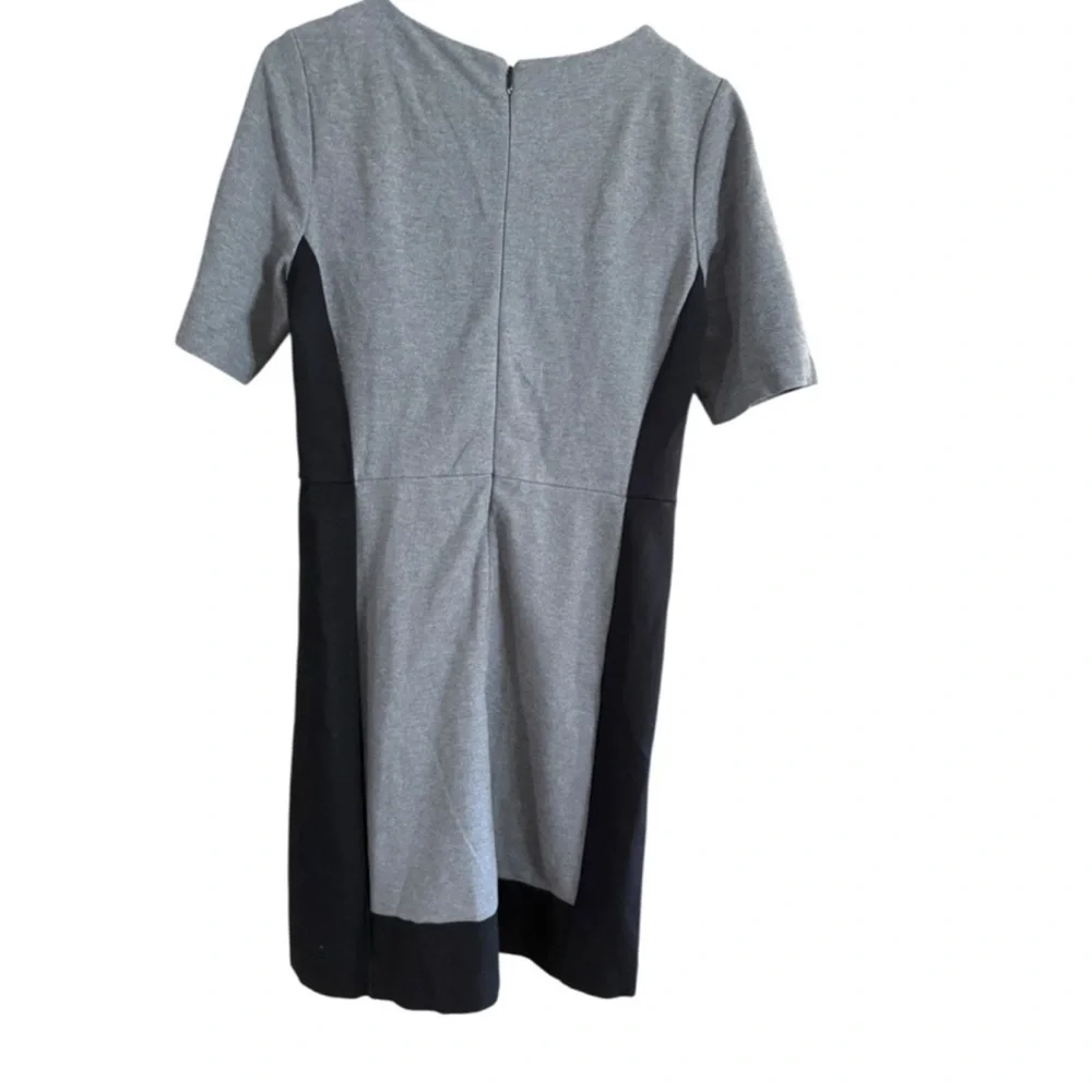 J. Crew Gray and Black Midi Dress